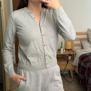 Uniqlo Gray Button-Up Cardigan
